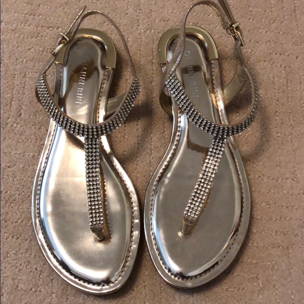 New Gianni Bini Gold and Rhinestone Sandals